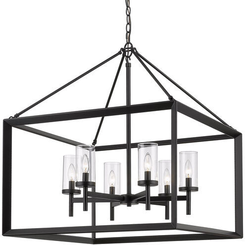 Smyth 6 Light 27 inch Matte Black Chandelier Ceiling Light in Clear Glass